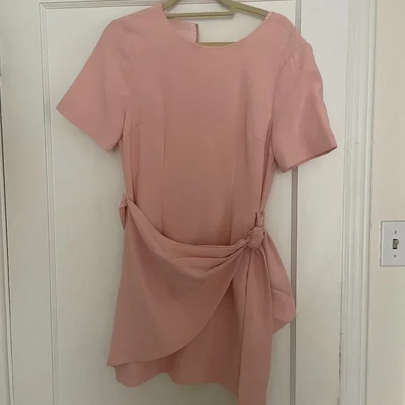 knee length dresses for ladies Cinq  Sept Regine Silk Asymmetrical Minidress Hot Pink